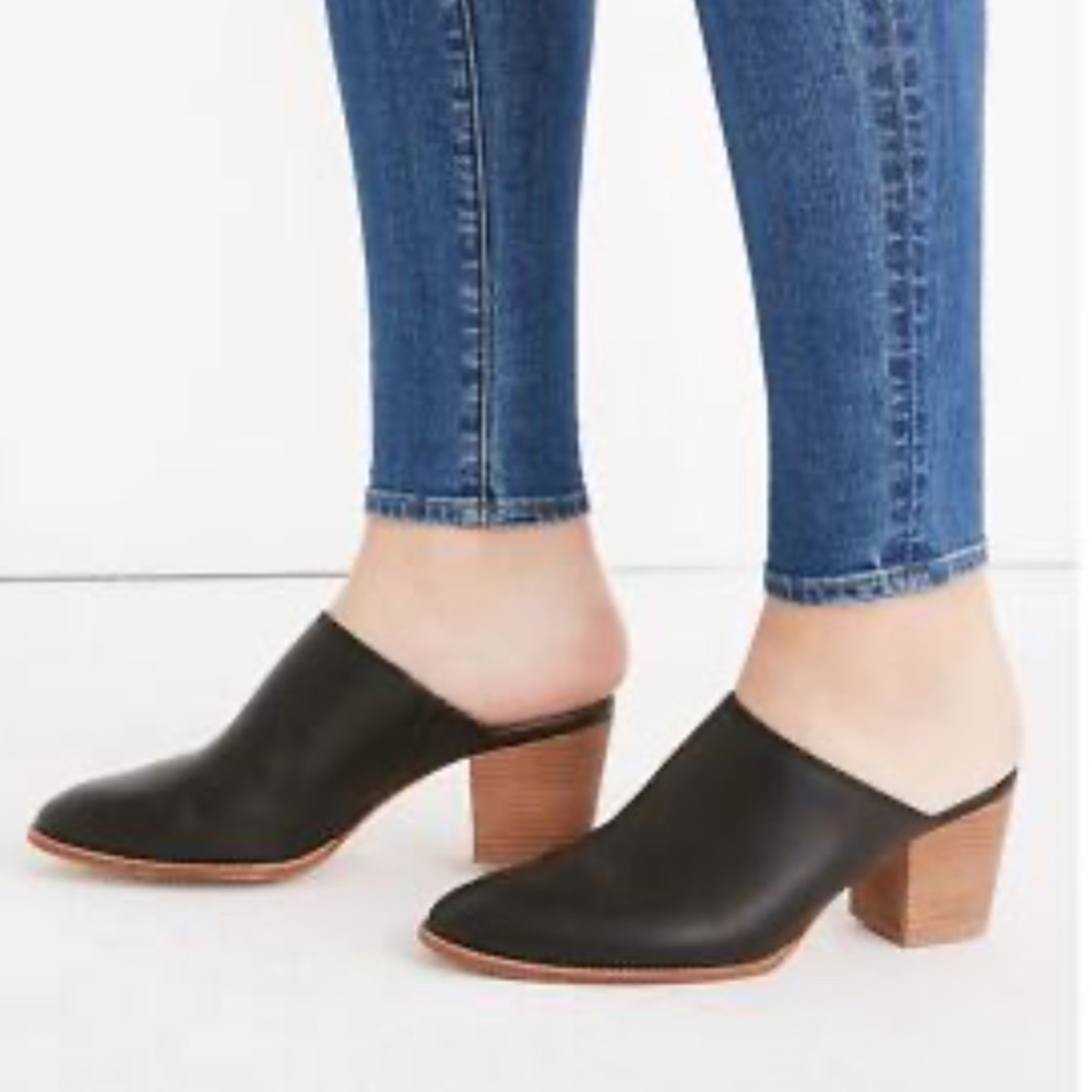Madewell Black Leather Mules